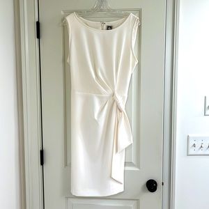 Anne Klein sleeveless cream (winter white) dress w waist tie
